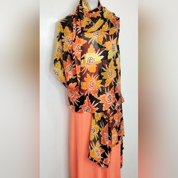 LARGE CHIFFON FAUX JACQUARD WRAP - Picture 6 of 7